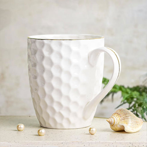 White Honeycomb 22k Liquid Gold Line Coffee Mug (Set of 4) - The Earth Store - Mug Set